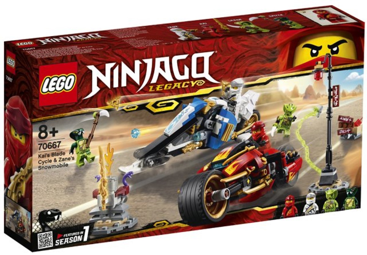 lego ninjago kai's blade cycle & zane's snowmobile 70667