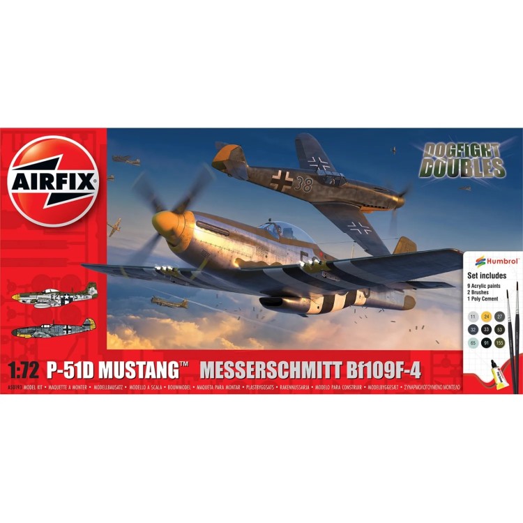Airfix P-51D Mustang & Messerschmitt Bf109F-4 inc Paints 1:72 A50193