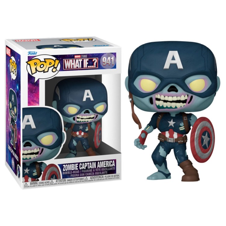 Funko POP Marvel What If...? - Zombie Captain America Bobble-Head Vinyl Figure 941