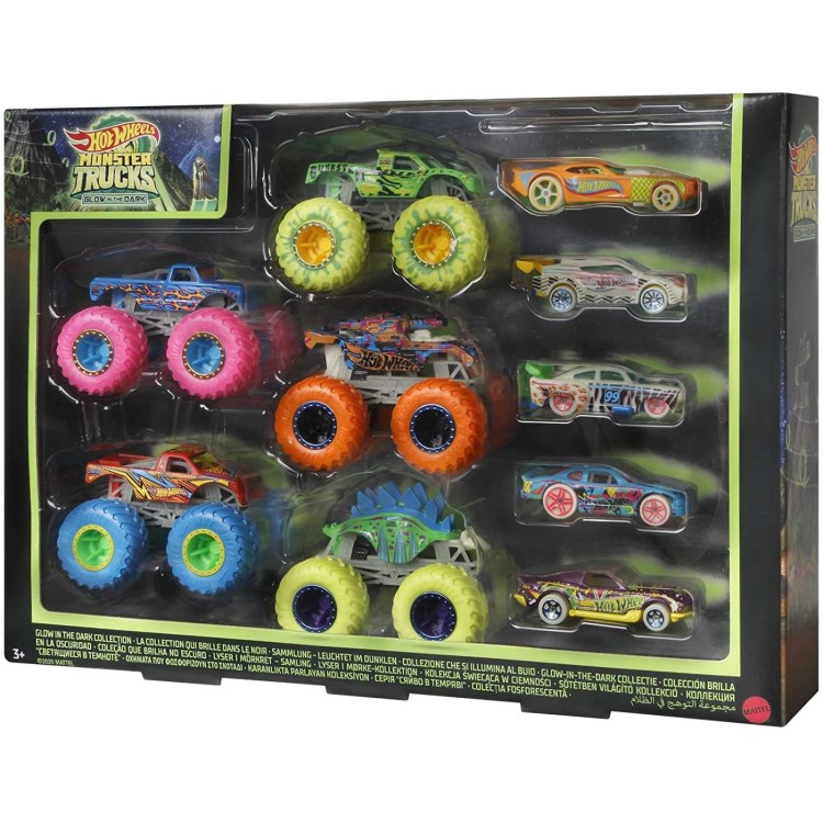 Hot Wheels Monster Trucks Glow In The Dark Bundle HCB57