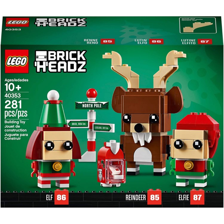 LEGO Brick Headz 85 Reindeer, 86 Elf & 87 Elfie 40353