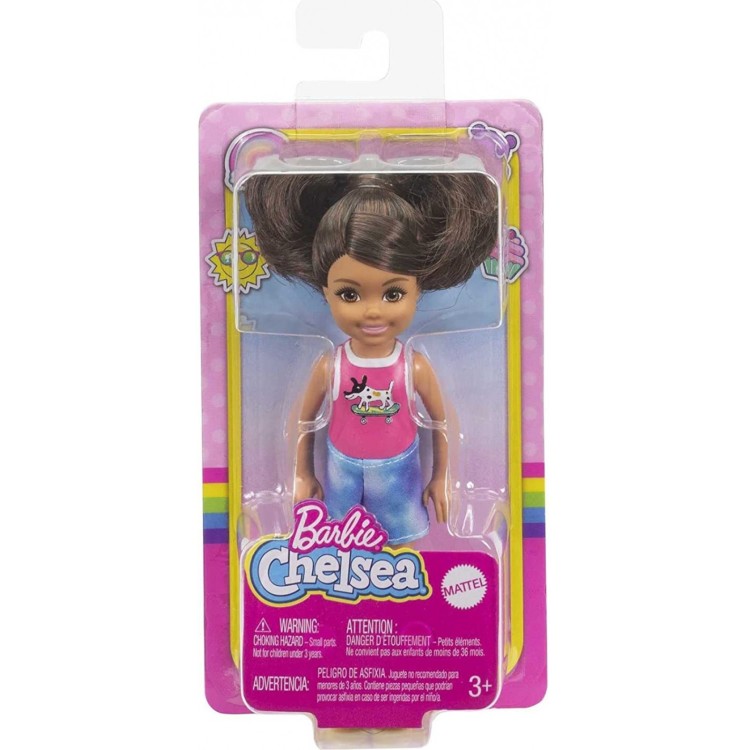 Mattel Barbie Club Chelsea Doll - Brunette with Dog PinkTop