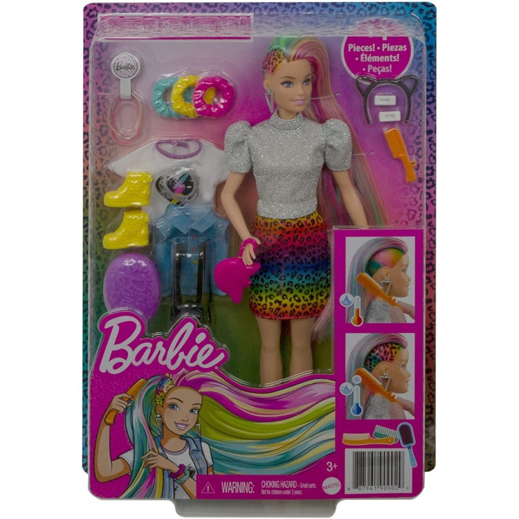 Mattel Barbie Leopard Rainbow Hair Doll