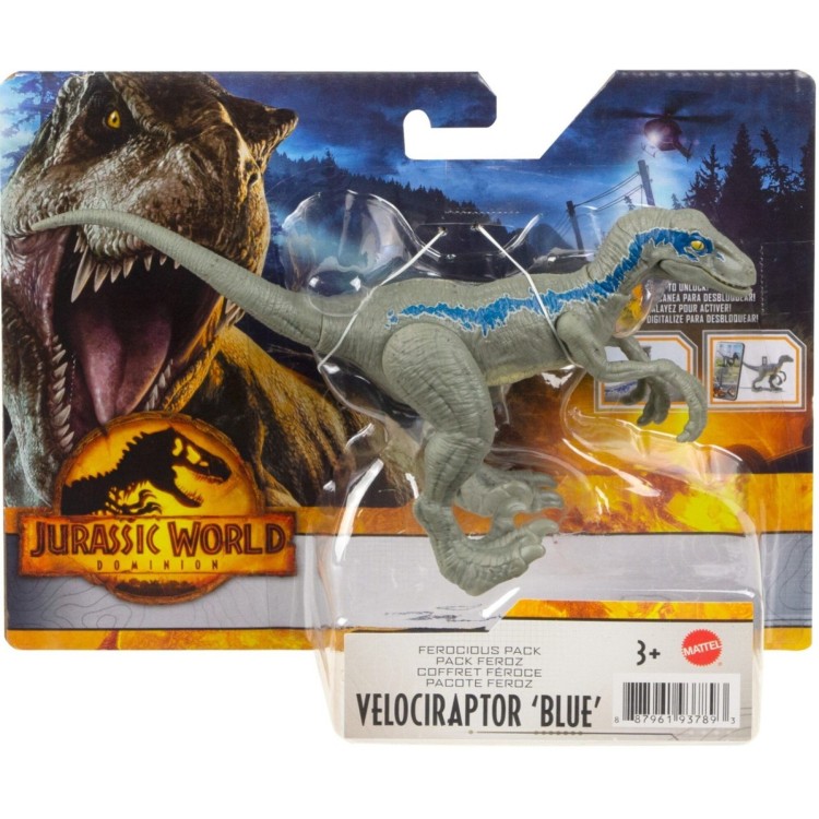 Mattel Jurassic World Ferocious Pack Velociraptor Blue GWD01
