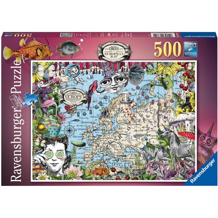 Ravensburger European Mapquirky Circus 500 Piece Jigsaw Puzzle