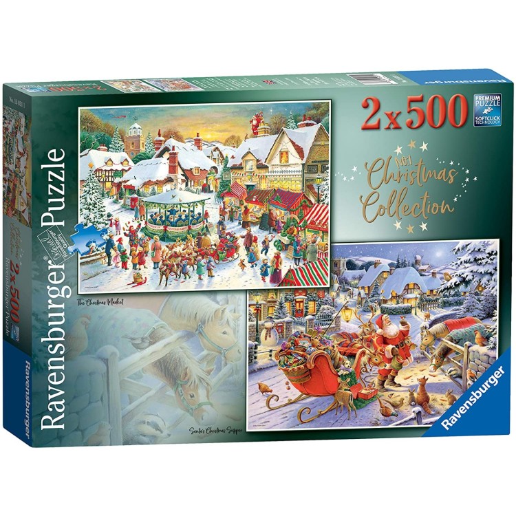 Ravensburger No.1 Christmas Collection Market & Santa’s Christmas Supper 2 x 500 Piece Jigsaw Puzzles