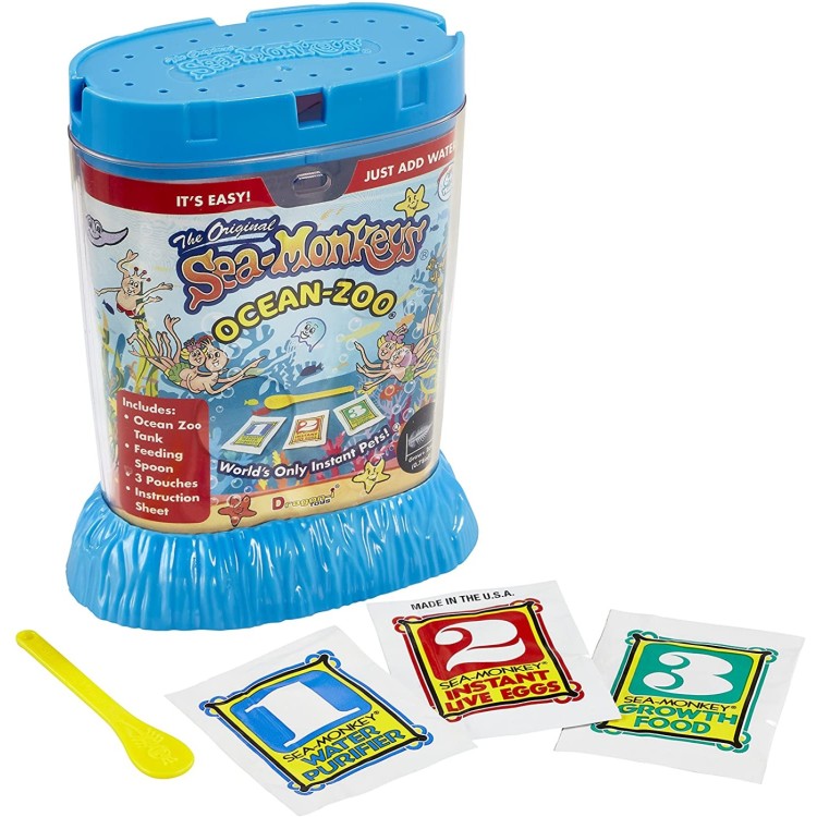 Sea Monkey Ocean Zoo with Blue/Pink/Green Coloured Tank
