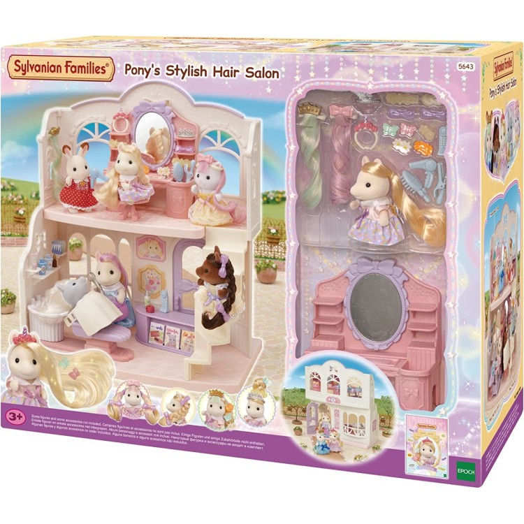 Sylvanian Families Pony's Stylish Hair Salon - 5642 and Sylvanian Families Pony Friends Set - 5650 Bundle