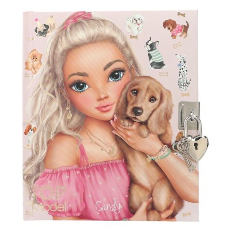 TOPModel Diary with Padlock - Pink Candy & Dogs
