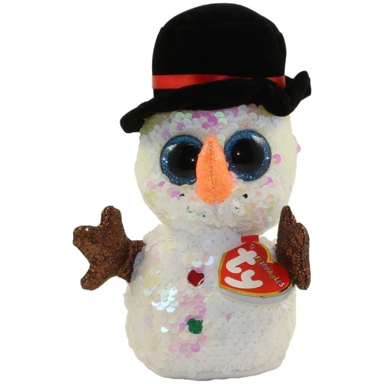 Ty Flippable Sequin Soft Toy Melty Snowman 7.6