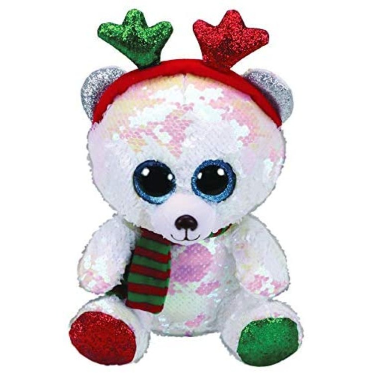 Ty Flippable Sequin Soft Toy Mistletoe Bear 7