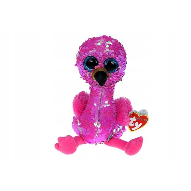 Ty Flippable Sequin Soft Toy Pinky Flamingo 7.6