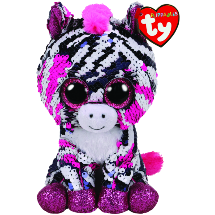 Ty Flippable Sequin Soft Toy Zoey Zebra